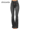 Chicros Women's Buttoned Wide Leg Jeans High Waist All-match Trousers Micro Flared Pants Thin Wide Leg Trousers  Autumn