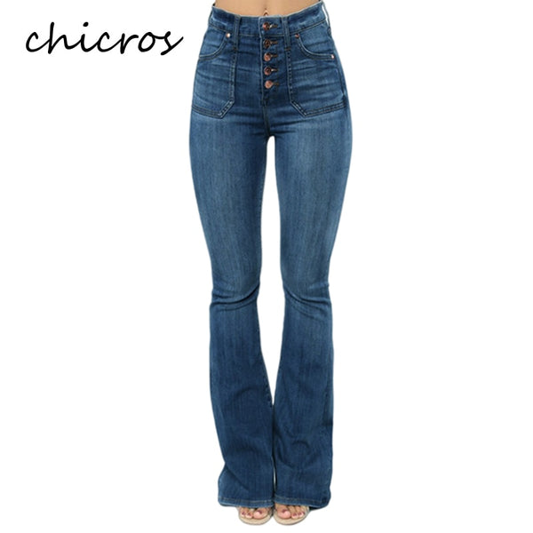 Chicros Women's Buttoned Wide Leg Jeans High Waist All-match Trousers Micro Flared Pants Thin Wide Leg Trousers  Autumn