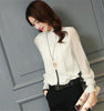 Chiffon Blouse 2023 Women Tops Long Sleeve Stand Neck Work Wear Shirts Elegant Lady Blouses Casual Solid Color Blusas