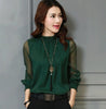 Chiffon Blouse 2023 Women Tops Long Sleeve Stand Neck Work Wear Shirts Elegant Lady Blouses Casual Solid Color Blusas