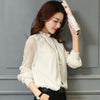 Chiffon Blouse 2023 Women Tops Long Sleeve Stand Neck Work Wear Shirts Elegant Lady Blouses Casual Solid Color Blusas
