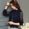 Chiffon Blouse 2023 Women Tops Long Sleeve Stand Neck Work Wear Shirts Elegant Lady Blouses Casual Solid Color Blusas