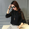 Chiffon Blouse 2023 Women Tops Long Sleeve Stand Neck Work Wear Shirts Elegant Lady Blouses Casual Solid Color Blusas