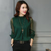 Chiffon Blouse 2023 Women Tops Long Sleeve Stand Neck Work Wear Shirts Elegant Lady Blouses Casual Solid Color Blusas