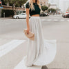 Chiffon Long Skirt Elegant Skirt Solid Color Summer Autumn Women'S High Waist Double A-Line Boho Style Beach Maxi Skirts Saias