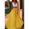 Chiffon Long Skirt Elegant Skirt Solid Color Summer Autumn Women'S High Waist Double A-Line Boho Style Beach Maxi Skirts Saias