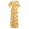 Chiffon Maxi Dress for Women Summer 2023 Elegant Ethnic Print V Neck Ruffle Short Sleeve Empire Swing African Clothing