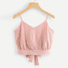 Chiffon Soft Breathable Camisole Sleeveless Solid Color Pearl Beading Bow Crop Top Casual Daily Wearing Summer Tops топик женски