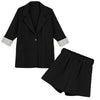 Chiffon Two Piece Thin Blazer Suits Spring Summer Shorts Suits Long Sleeve Casual Shorts+Blazers 2 Piece Women's Sets Jacket