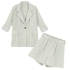 Chiffon Two Piece Thin Blazer Suits Spring Summer Shorts Suits Long Sleeve Casual Shorts+Blazers 2 Piece Women's Sets Jacket