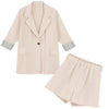 Chiffon Two Piece Thin Blazer Suits Spring Summer Shorts Suits Long Sleeve Casual Shorts+Blazers 2 Piece Women's Sets Jacket