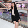Chiffon Two Piece Thin Blazer Suits Spring Summer Shorts Suits Long Sleeve Casual Shorts+Blazers 2 Piece Women's Sets Jacket