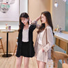 Chiffon Two Piece Thin Blazer Suits Spring Summer Shorts Suits Long Sleeve Casual Shorts+Blazers 2 Piece Women's Sets Jacket