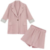 Chiffon Two Piece Thin Blazer Suits Spring Summer Shorts Suits Long Sleeve Casual Shorts+Blazers 2 Piece Women's Sets Jacket