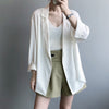 Chiffon Women Blazers Summer Design Lightweight Solid Button Loose Elegant Office Lady All Match Outwear Coats Tops