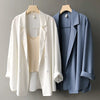 Chiffon Women Blazers Summer Design Lightweight Solid Button Loose Elegant Office Lady All Match Outwear Coats Tops