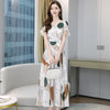 Chiffon dress women's 2022 summer short sleeve style, elegant, slim and slim, printed beach skirt