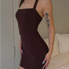 платье летнее Chocolate brown halter neck flat open back pure cotton stretch hip dress female summer vestido de mujer платья y2k