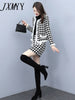 Choundstooth Wool Elegant Temperament Suit Women's Autumn And Winter Stitching Mink Wool Skirt Two-Piece Set
