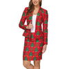 Christmas Blazer Suit Women Two Piece Set Party Festival Costume Single Button Blazers Mini Skirts Suits Print Sexy Skirt Set