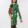 Christmas Blazer Suit Women Two Piece Set Party Festival Costume Single Button Blazers Mini Skirts Suits Print Sexy Skirt Set
