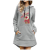 Christmas Deer Printed Dress Women Long Sleeve V-neck Winter Dress 2022 Year Midi Casual Hooded Dress Vestidos Femme d5