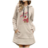 Christmas Deer Printed Dress Women Long Sleeve V-neck Winter Dress 2022 Year Midi Casual Hooded Dress Vestidos Femme d5