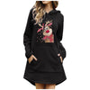 Christmas Deer Printed Dress Women Long Sleeve V-neck Winter Dress 2022 Year Midi Casual Hooded Dress Vestidos Femme d5