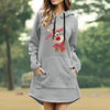Christmas Deer Printed Dress Women Long Sleeve V-neck Winter Dress 2022 Year Midi Casual Hooded Dress Vestidos Femme d5