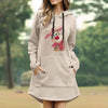 Christmas Deer Printed Dress Women Long Sleeve V-neck Winter Dress 2022 Year Midi Casual Hooded Dress Vestidos Femme d5