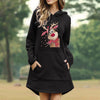 Christmas Deer Printed Dress Women Long Sleeve V-neck Winter Dress 2022 Year Midi Casual Hooded Dress Vestidos Femme d5