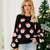 Christmas Sweater Women Winter Old Man Head Print Knitted Pullover Vintage Long Sleeve Knitwear Female Casual O-Neck Warm Jumper