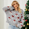 Christmas Sweater Women Winter Old Man Head Print Knitted Pullover Vintage Long Sleeve Knitwear Female Casual O-Neck Warm Jumper