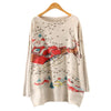 Christmas Sweaters Women New Year Knitted Pullovers Winter Santa Claus Print Jumper Long Sleeve Loose Tops Warm Knits Blouse