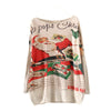 Christmas Sweaters Women New Year Knitted Pullovers Winter Santa Claus Print Jumper Long Sleeve Loose Tops Warm Knits Blouse