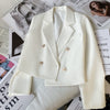 Circyy Beige Short Blazer Women Simple Coat Office Lady Korean Chic Spring Autumn Black Suit Pockets Casual Clothing