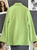 Circyy Blazer Women Office Lady Green Spring Autumn 2023 Suits Coat Clothing Notched Collar Solid Korean Chic Casual