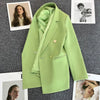 Circyy Blazer Women Office Lady Green Spring Autumn 2023 Suits Coat Clothing Notched Collar Solid Korean Chic Casual