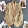 Circyy Blazers for Women Office Lady Beige Outwear Spring Autumn 2023 Coat Clothing Notched Collar Simple Korean Chic Casual