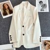 Circyy Blazers for Women Office Lady Beige Outwear Spring Autumn 2023 Coat Clothing Notched Collar Simple Korean Chic Casual