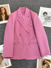 Circyy Office Lady Blazer Women Fuchsia Clothing Simple Classic Spring Autumn Vintage Casual Female Coat Notched Collar 2023