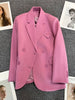 Circyy Office Lady Blazer Women Fuchsia Clothing Simple Classic Spring Autumn Vintage Casual Female Coat Notched Collar 2023