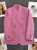 Circyy Office Lady Blazer Women Fuchsia Clothing Simple Classic Spring Autumn Vintage Casual Female Coat Notched Collar 2023