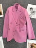 Circyy Office Lady Blazer Women Fuchsia Clothing Simple Classic Spring Autumn Vintage Casual Female Coat Notched Collar 2023