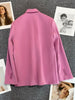Circyy Office Lady Blazer Women Fuchsia Clothing Simple Classic Spring Autumn Vintage Casual Female Coat Notched Collar 2023