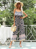 Circyy Women Rompers Sleeveless Boho 2023 Backless Summer Clothe Beach Printing Spaghetti Strap Dresses Ruffled Casual