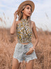 Circyy Women Tank Top Neck-mounted Short Crop Tops Summer Print Floral Clothes Backless Sleeveless Tees Off Shoulder