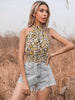 Circyy Women Tank Top Neck-mounted Short Crop Tops Summer Print Floral Clothes Backless Sleeveless Tees Off Shoulder