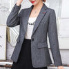 Classic Blazer Women's Slim Fitting Single Button Black Blazers Women Office Lady Jacket Pockets Female Chic OL Tops