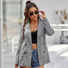 Classic Plaid Blazer Women Buttonless Lapel Casual Office Blazer with Pocket 2022 Spring Autumn Loose Simple All-Match Jacket